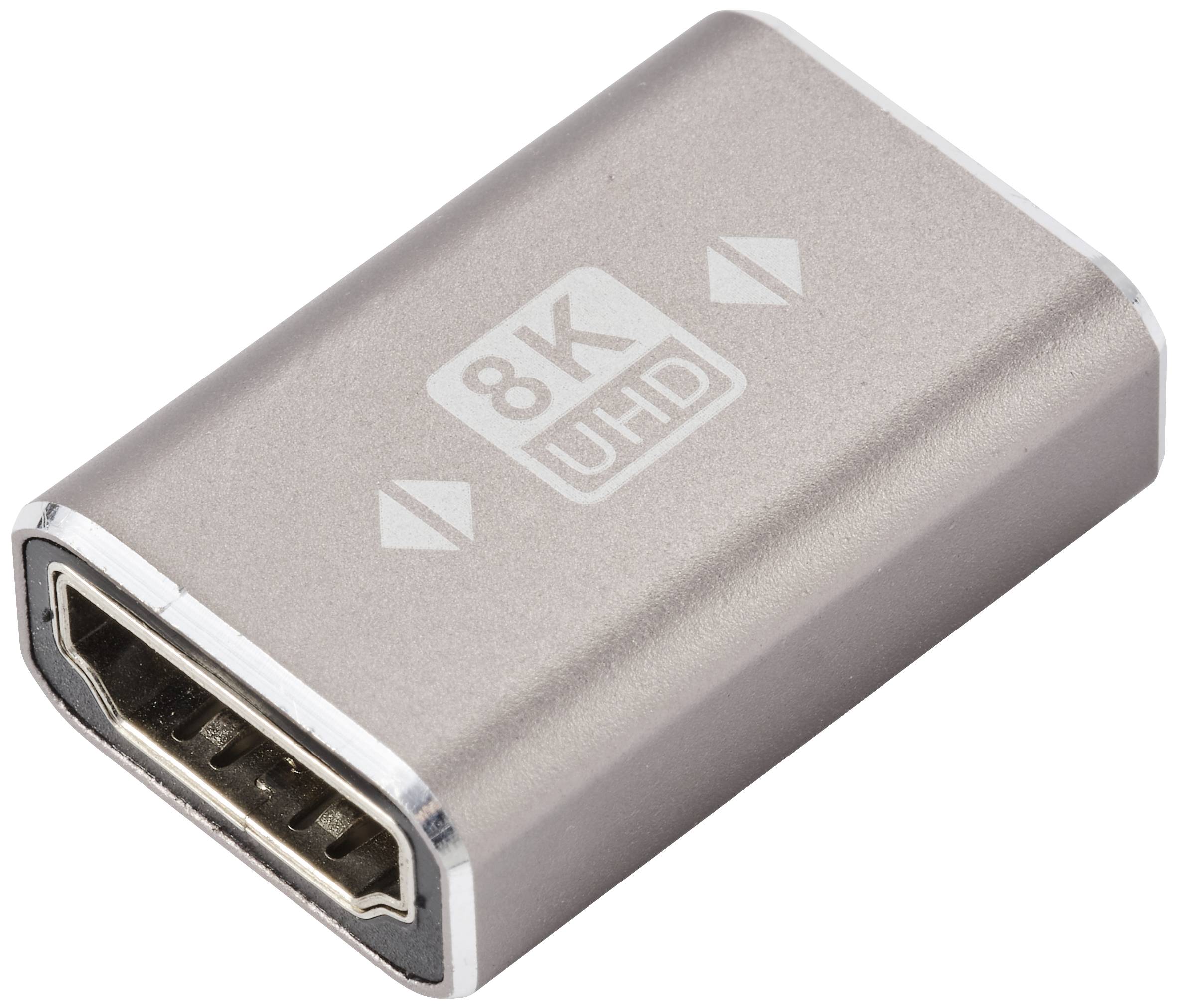 SpeaKa Professional SP-11301992 HDMI Adapter [1x HDMI-Buchse - 1x HDMI-Buchse] Grau UHD 8K @ 60 Hz