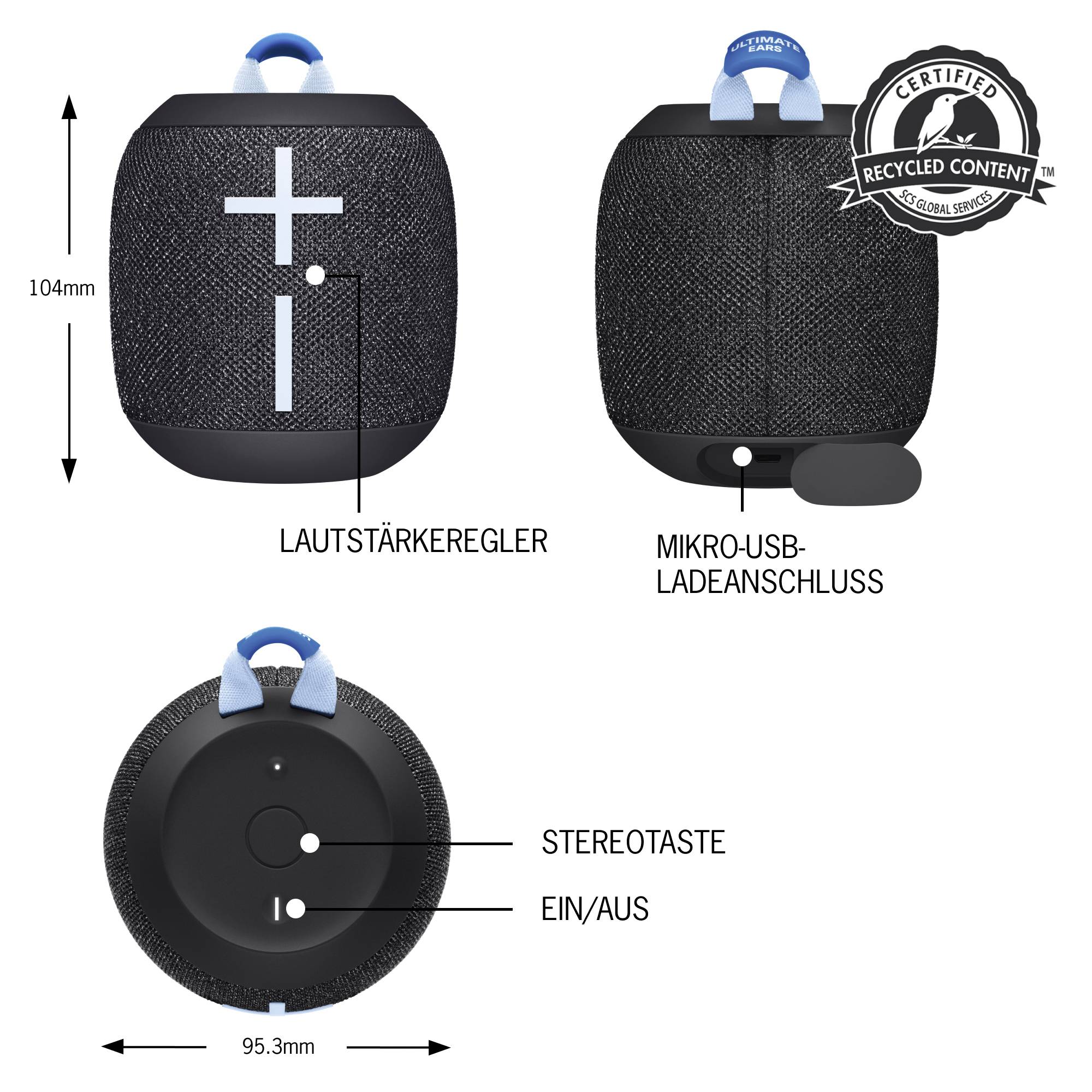 Logitech Ultimate Ears Wonderboom 3 Bluetooth® Lautsprecher Schwarz