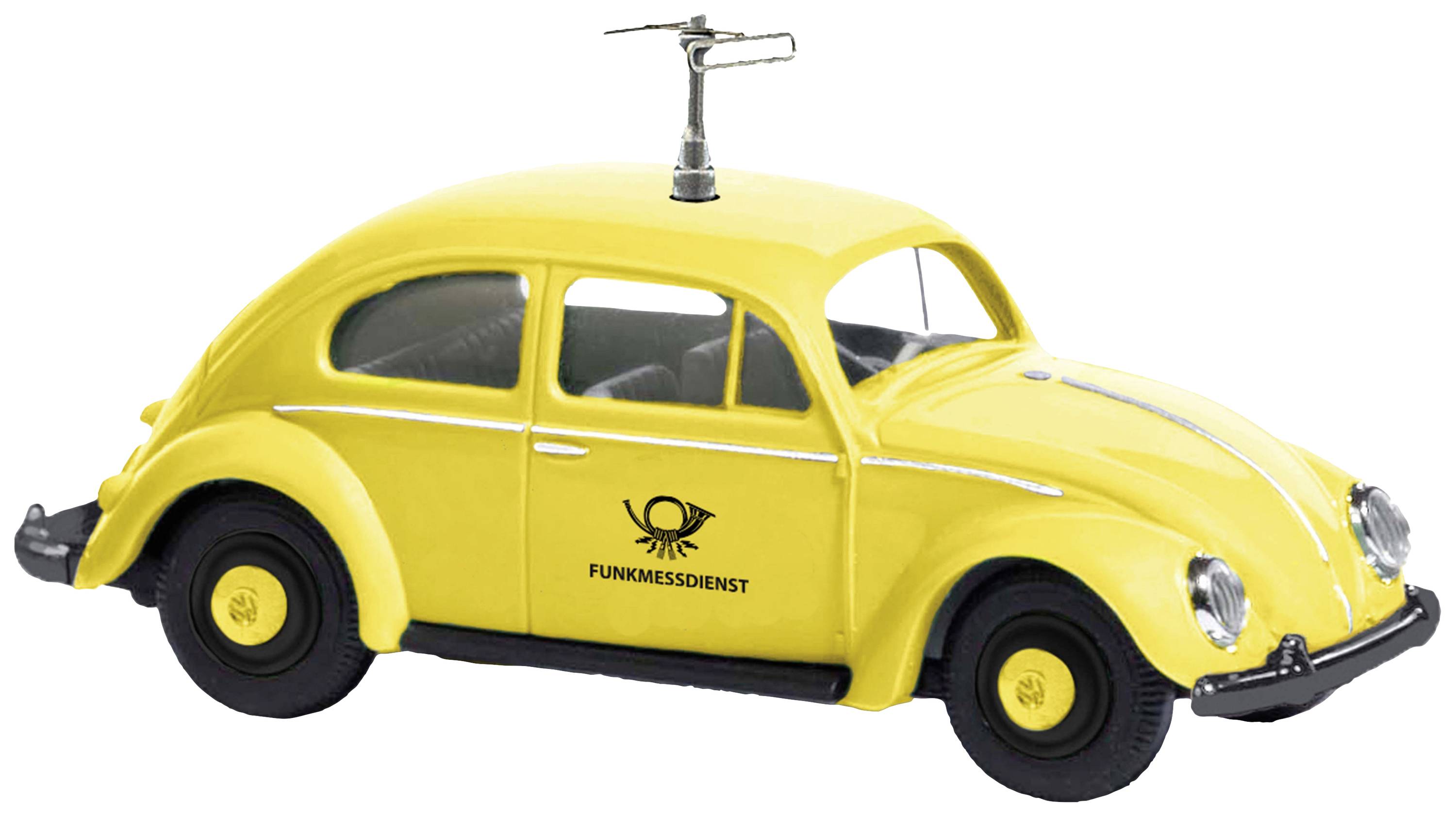 Busch 52912 H0 PKW Modell Volkswagen Käfer Brezelfenster Funkmesswagen DBP gelb