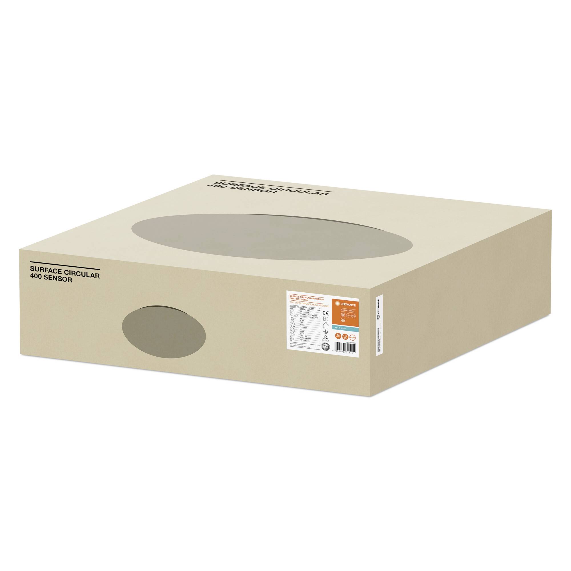 LEDV SF CIRCULAR IP44 weiss D=400mm 24W 1920lm 4000K HF-Sensor 22000h Techn.Licht/Wohnraum