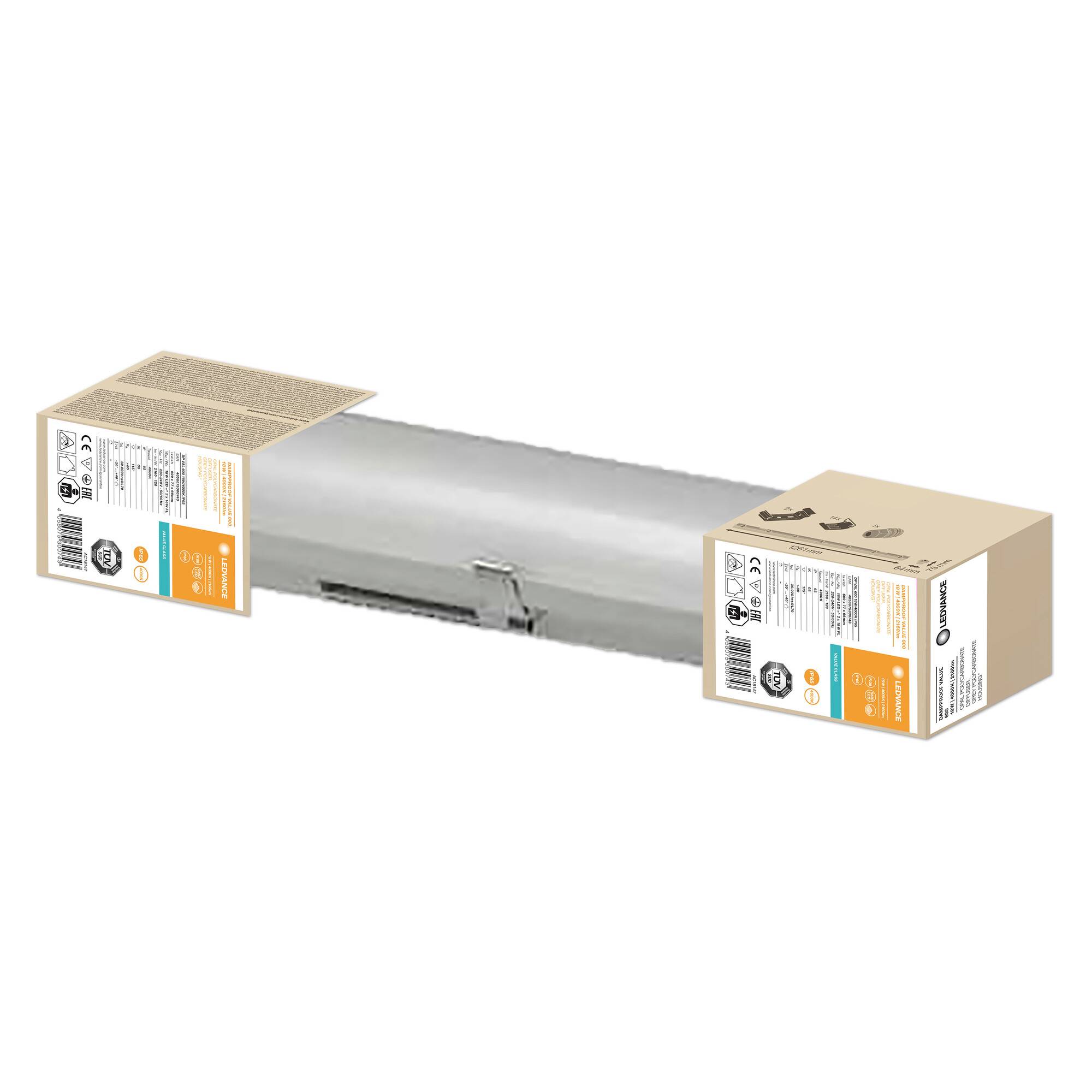 LEDVANCE 4058075300743 LED-Feuchtraumleuchte LED 18 W Neutralweiß Grau