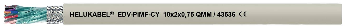 Mehradriges Kabel mit der Aufschrift 'HELU KABEL' und Kabelspezifikationen, geeignet für industrielle Anwendungen.