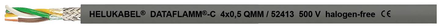 Kabel mit offener Drahtstruktur und Beschriftung 'HELUKABEL® Datenkabel C 4x0,5 mm² (25x0.19) 300 V halogenfree'.