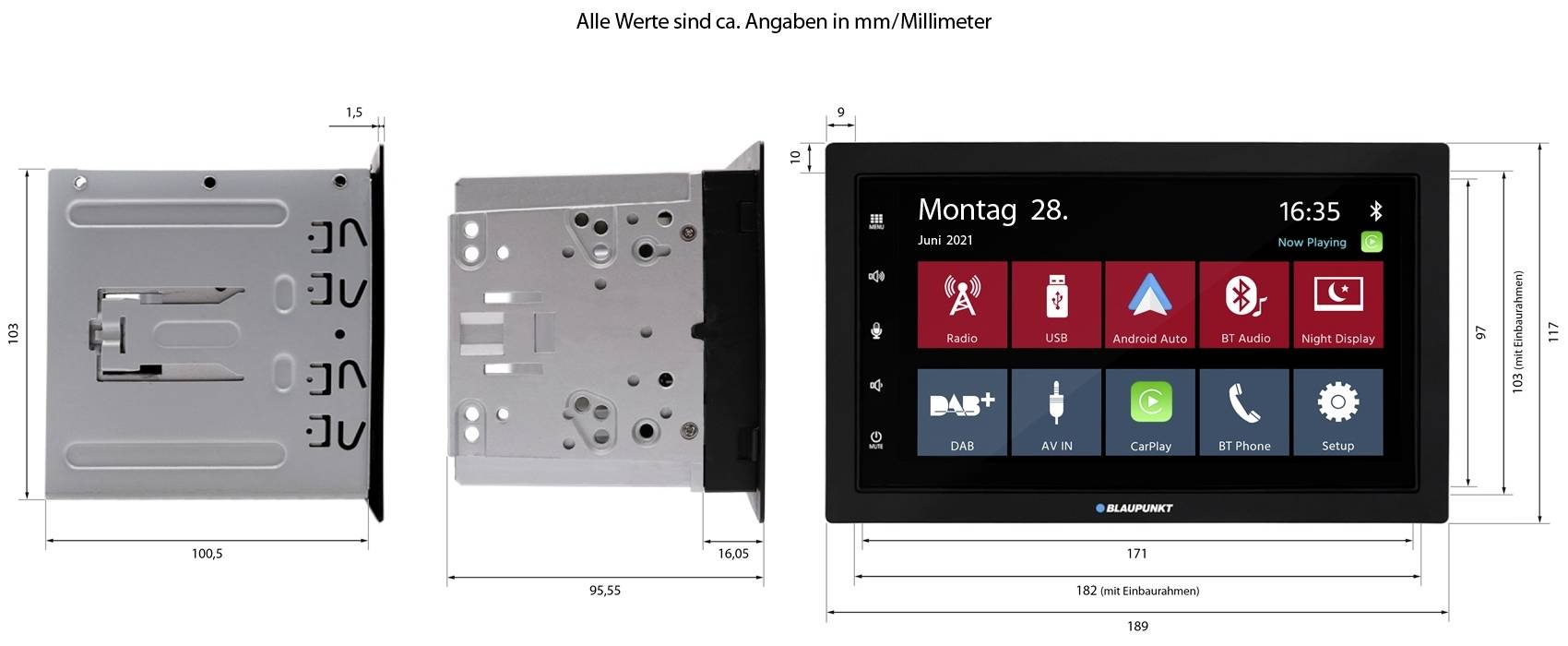 Blaupunkt Mannheim 600 DAB Doppel-DIN Moniceiver Android Auto™, Anschluss für Lenkradfernbedienung, Anschluss für Rückfahrkamera