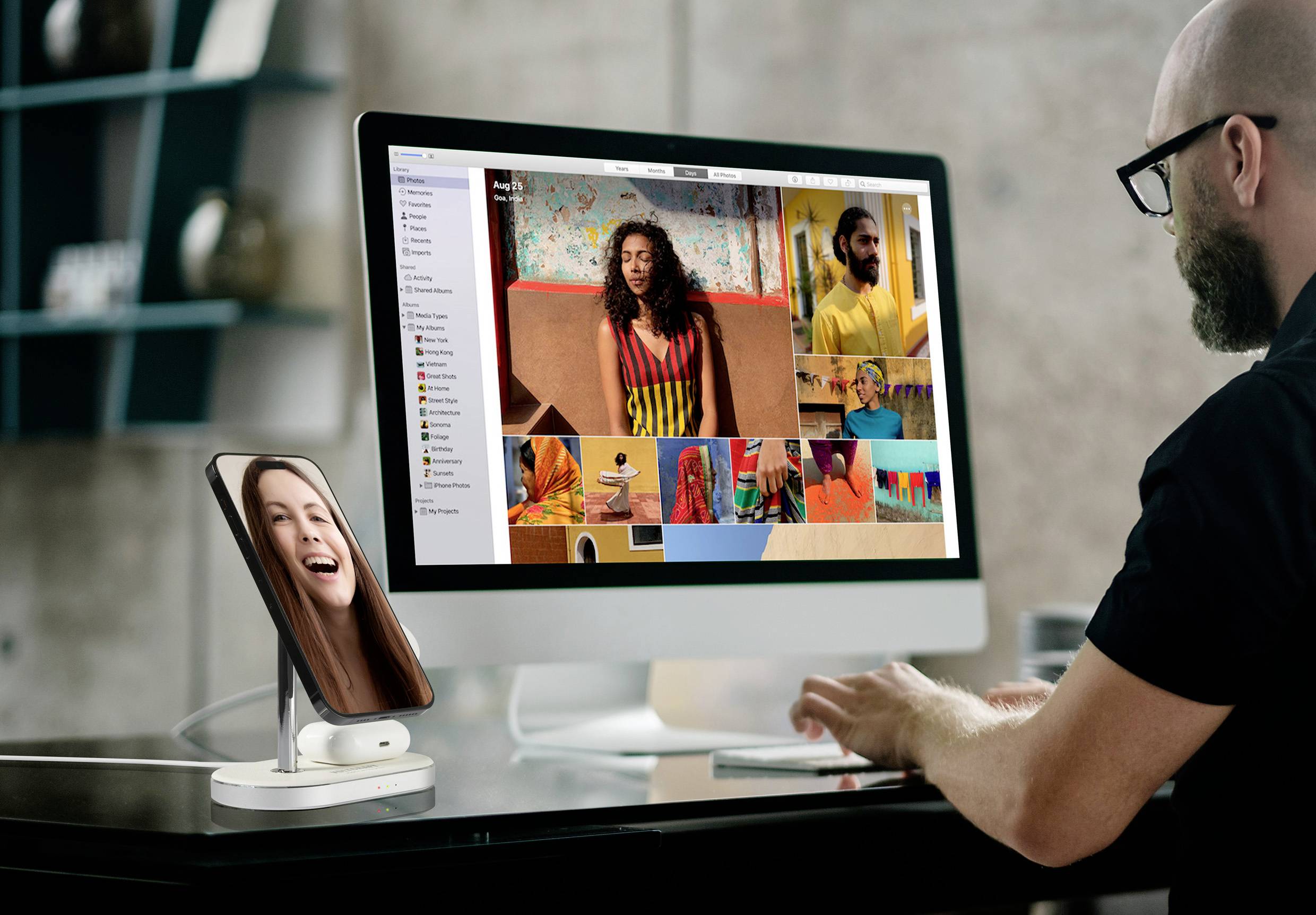 VOLTCRAFT Induktions-Ladeadapter 1.12A VC-MS-Fast Charge 3in1 VC-14134090 Ausgänge Induktionslade-Standard Weiß-Silber