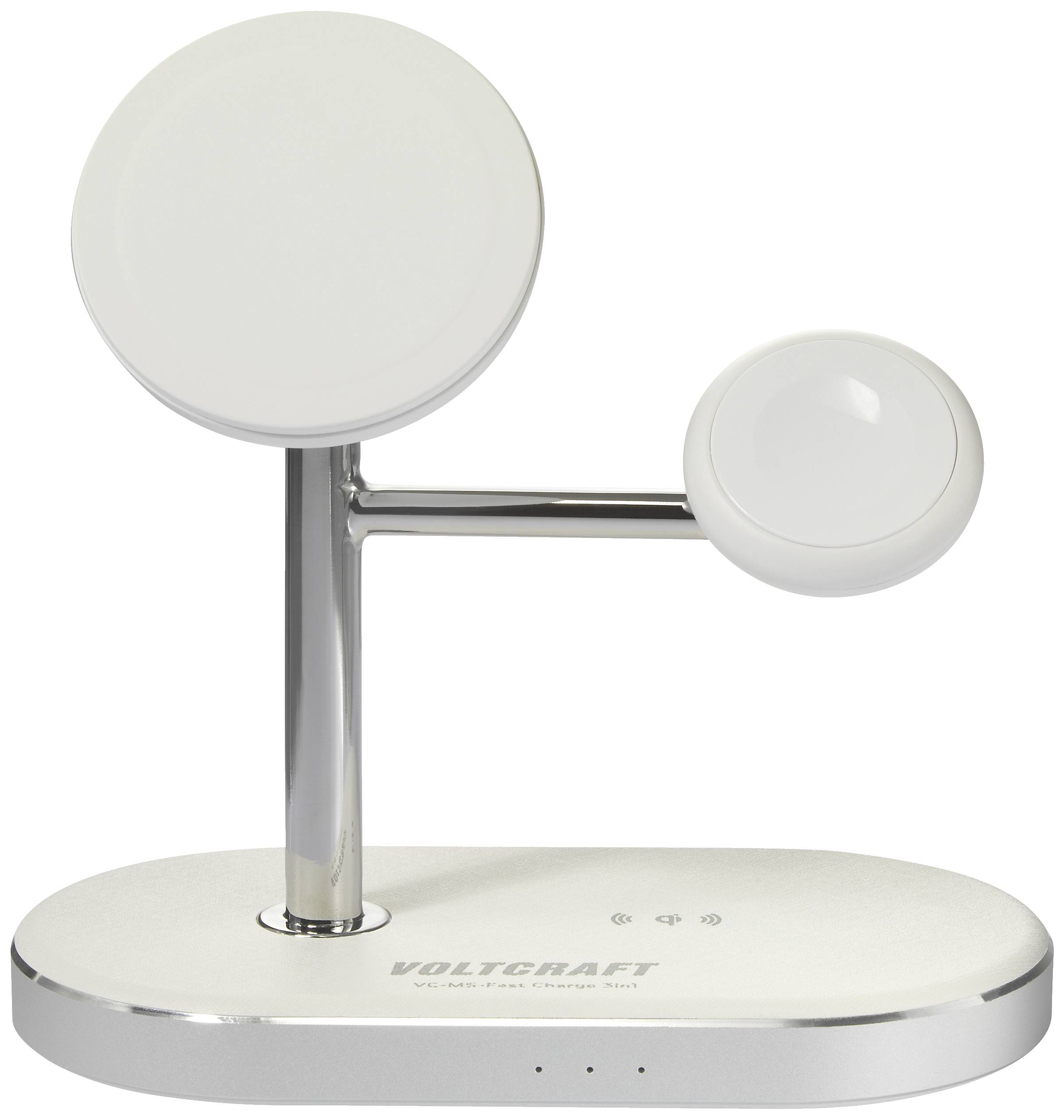 VOLTCRAFT Induktions-Ladeadapter 1.12A VC-MS-Fast Charge 3in1 VC-14134090 Ausgänge Induktionslade-Standard Weiß-Silber