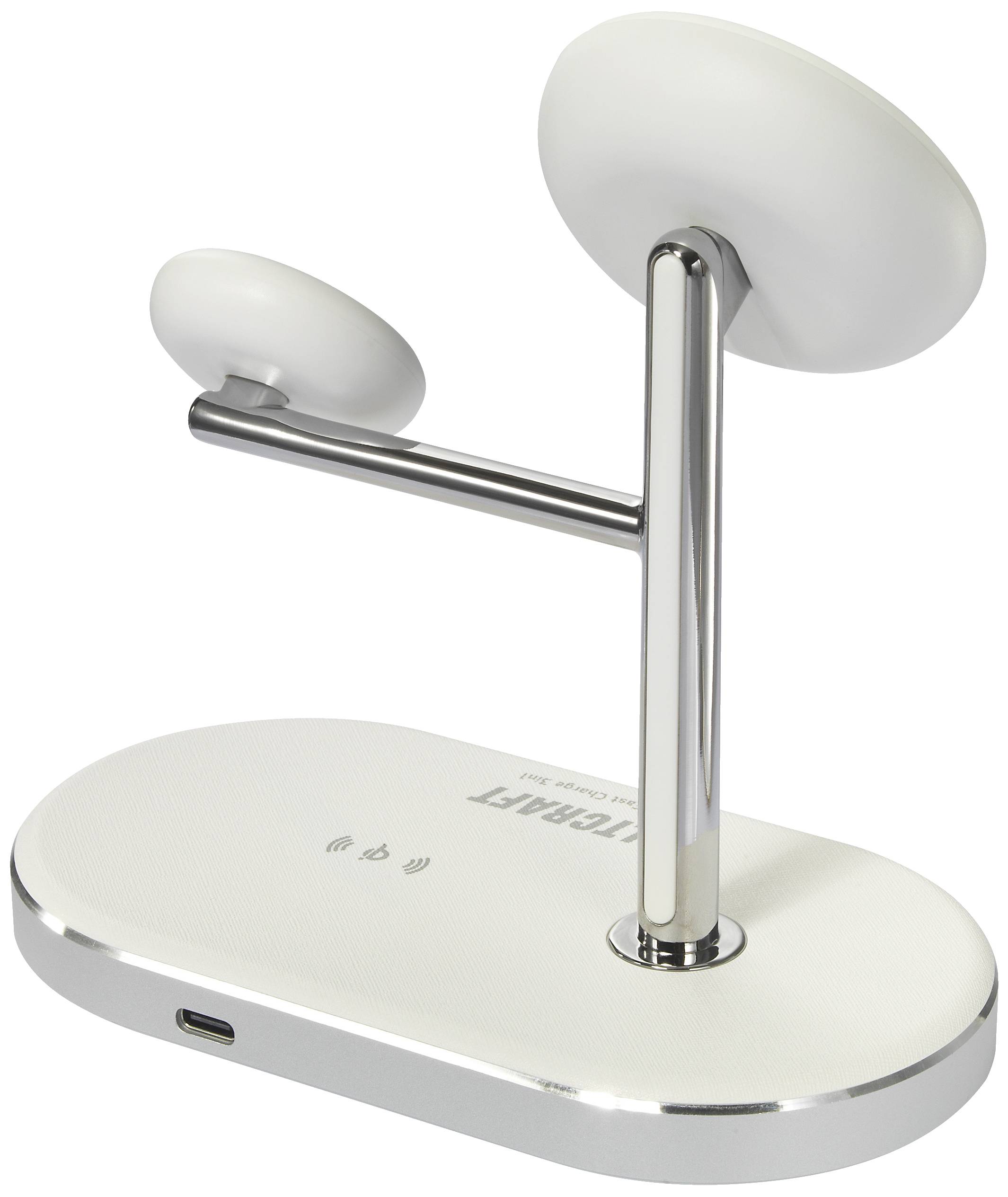 VOLTCRAFT Induktions-Ladeadapter 1.12A VC-MS-Fast Charge 3in1 VC-14134090 Ausgänge Induktionslade-Standard Weiß-Silber