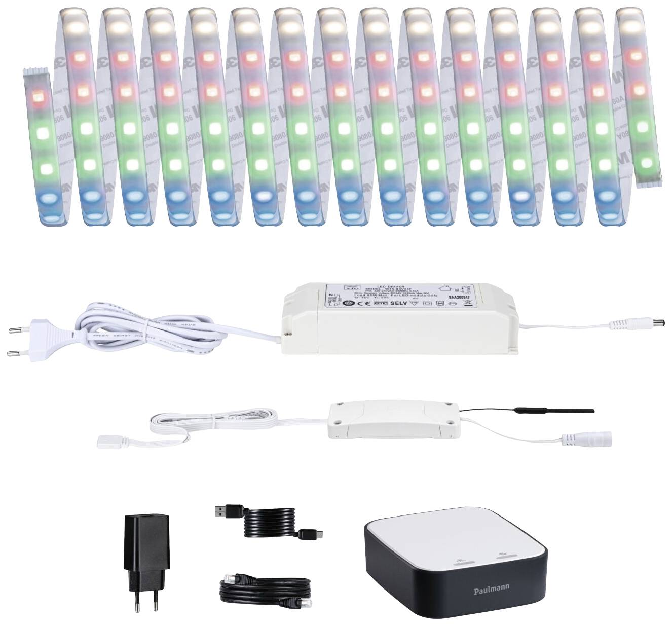 Paulmann 5179smik Gateway + MaxLED500 RGBW Home Paket Smart Home System 40W RGBW Silber