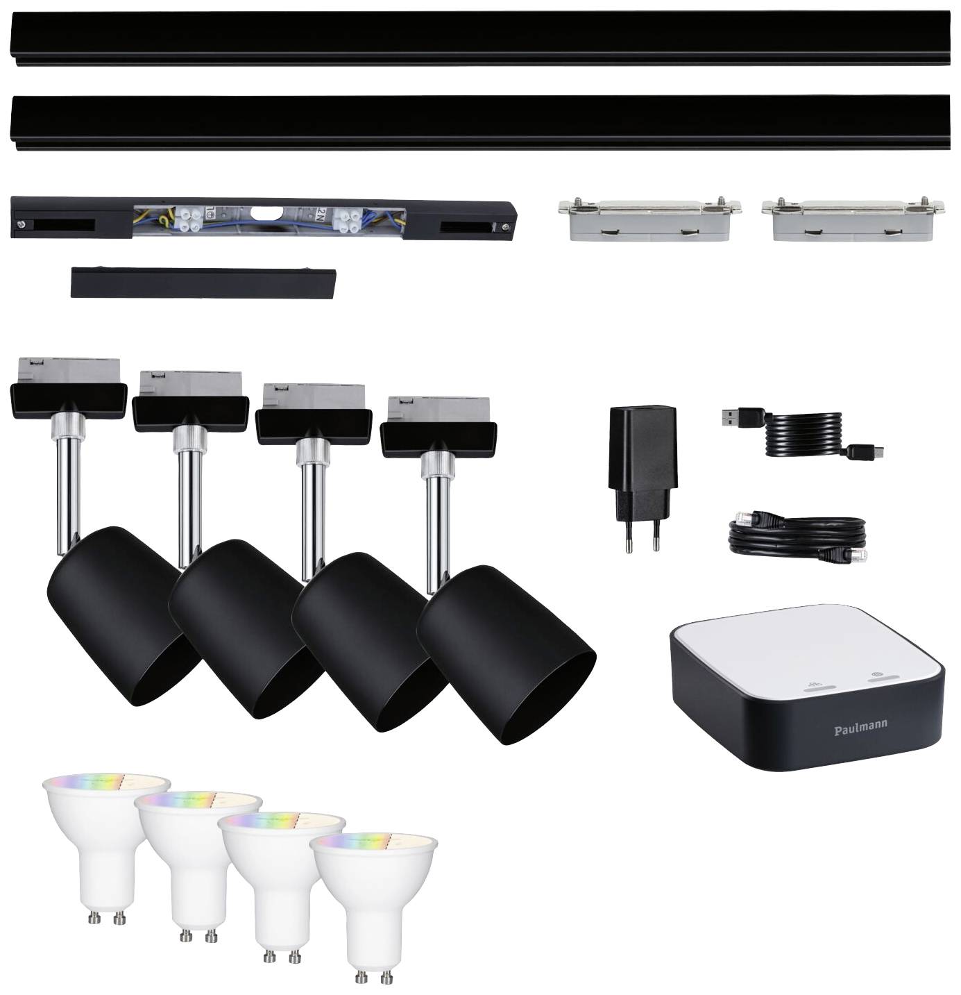 Paulmann 5184smik Gateway + URail Home Paket Smart Home System GU10 EEK: G (A - G) 24W RGBW Schwarz