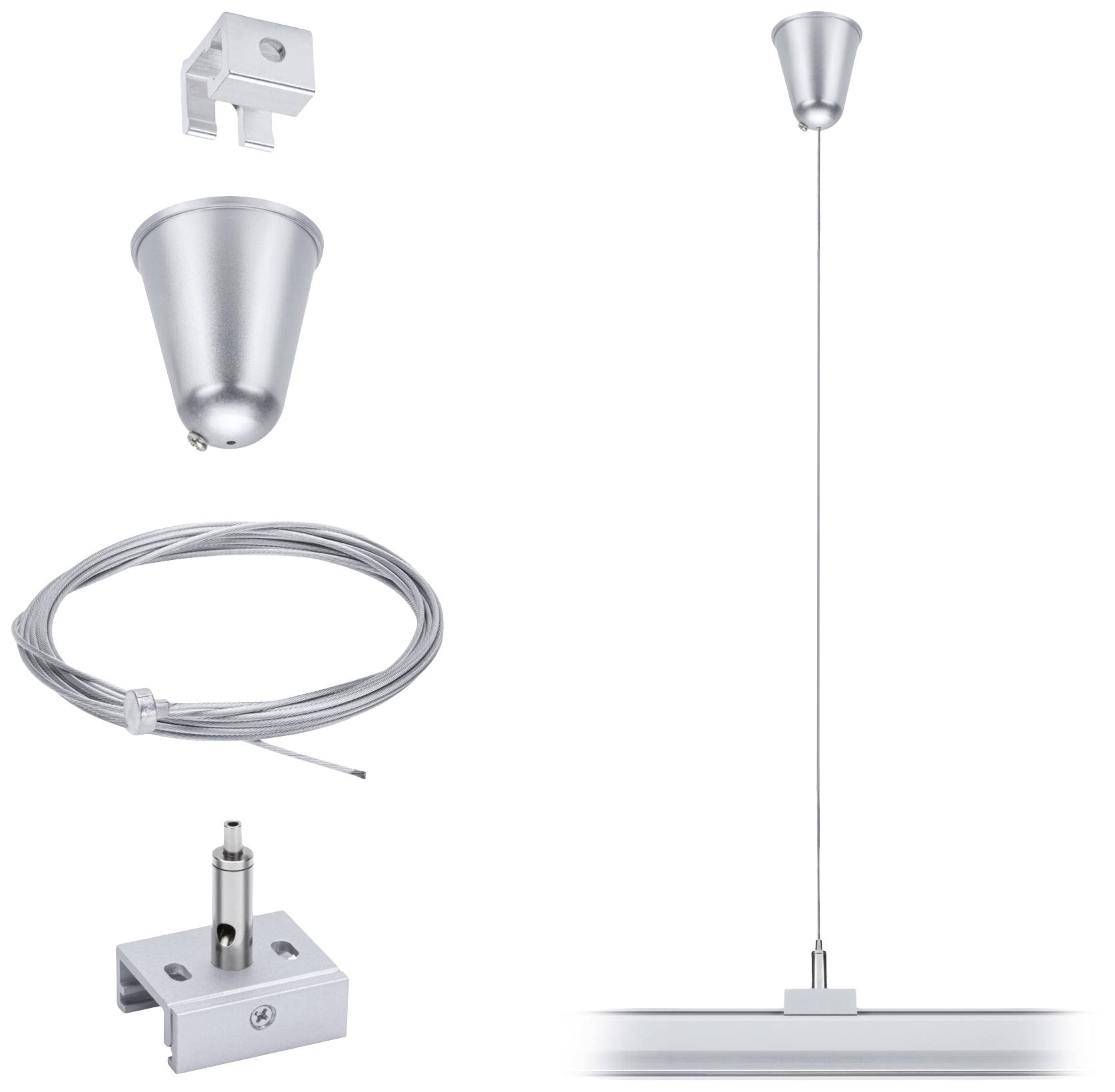 Paulmann Niedervolt-Seilsystem-Komponente Deckenabhängung Silber 95583 ProRail3 Steel Wire Suspension