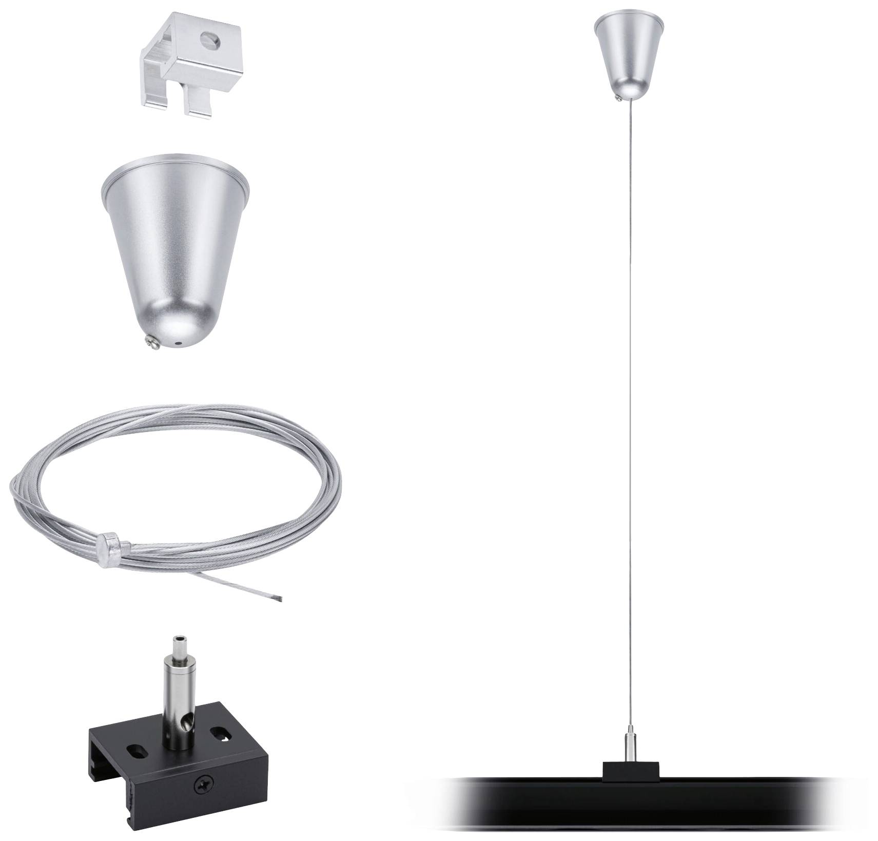 Paulmann Niedervolt-Seilsystem-Komponente Deckenabhängung Schwarz 95585 ProRail3 Steel Wire Suspension