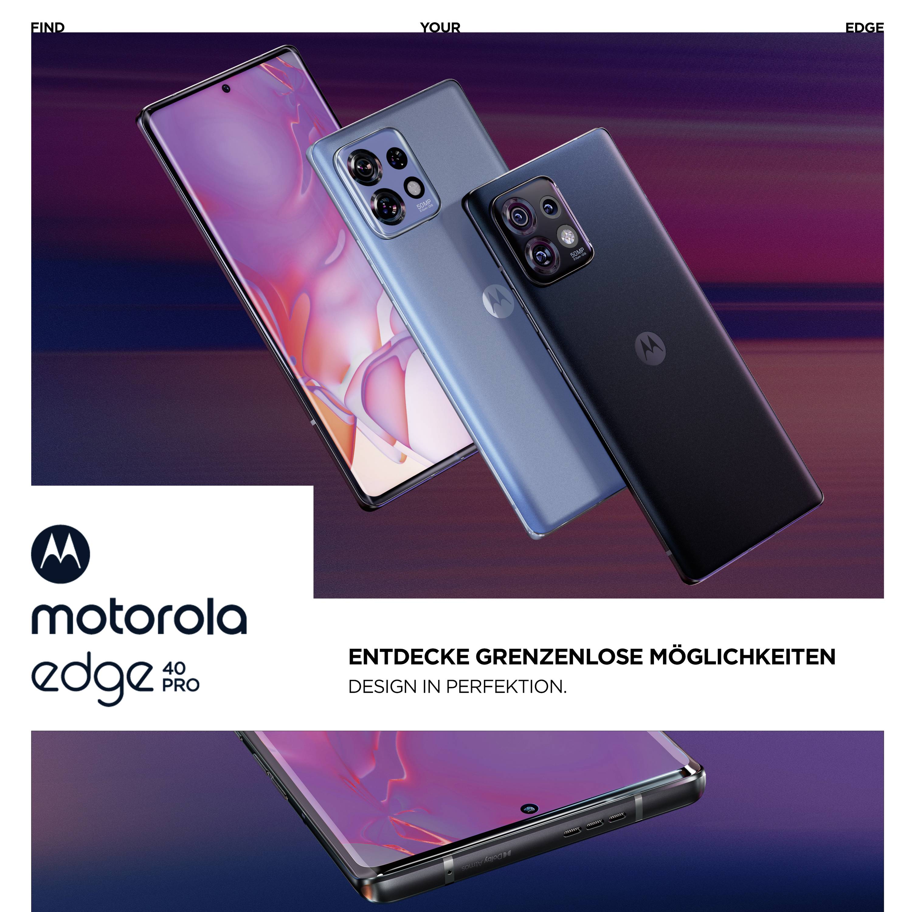 Motorola Edge 40 Pro 256 GB Schwarz 16.9 cm (6.67 Zoll) Smartphone