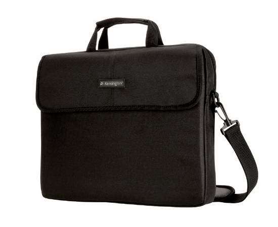 Schwarze Laptoptasche mit Tragegriff und abnehmbarem Schultergurt, geeignet für den sicheren Transport eines Laptops.