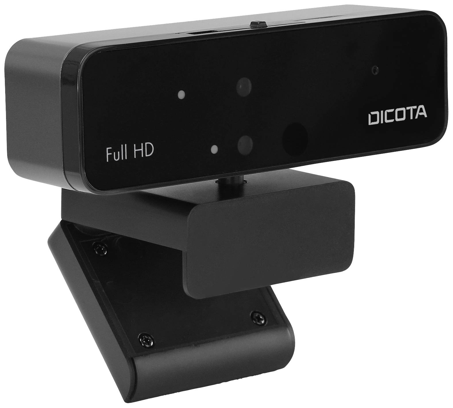 Dicota Webcam PRO Face Recognition Full HD-Webcam Klemm-Halterung, Integrierte Abdeckblende