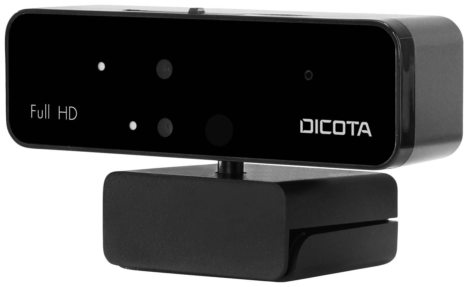 Dicota Webcam PRO Face Recognition Full HD-Webcam Klemm-Halterung, Integrierte Abdeckblende