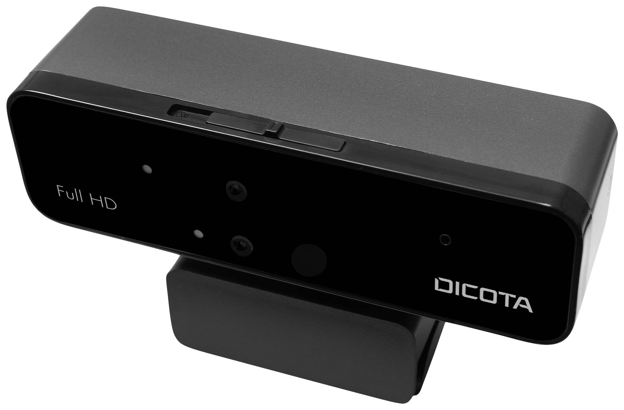 Dicota Webcam PRO Face Recognition Full HD-Webcam Klemm-Halterung, Integrierte Abdeckblende