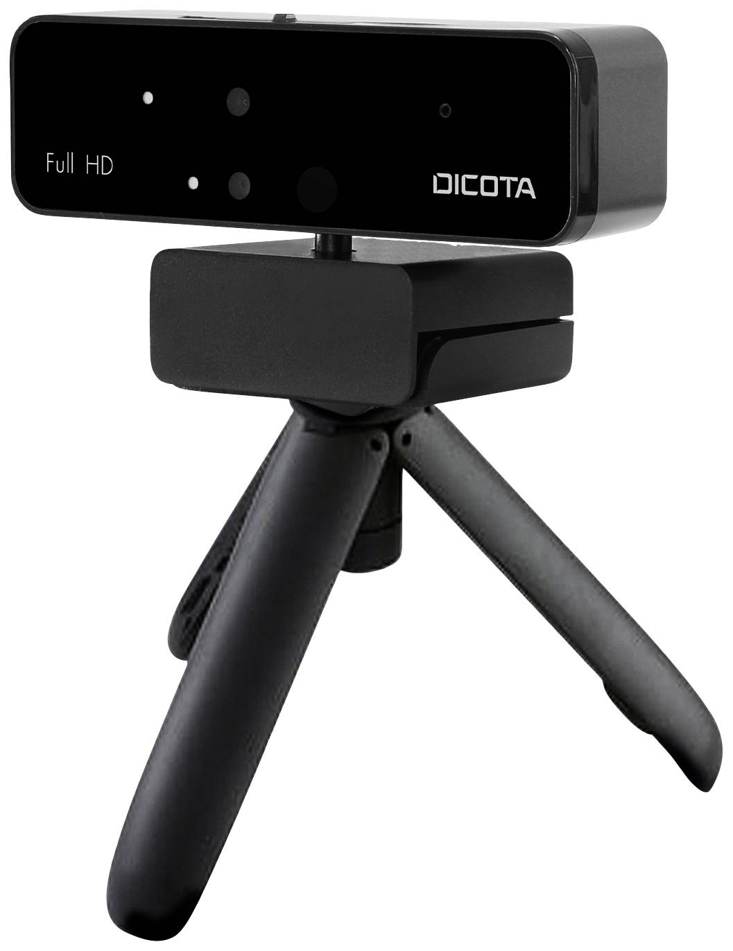 Dicota Webcam PRO Face Recognition Full HD-Webcam Klemm-Halterung, Integrierte Abdeckblende