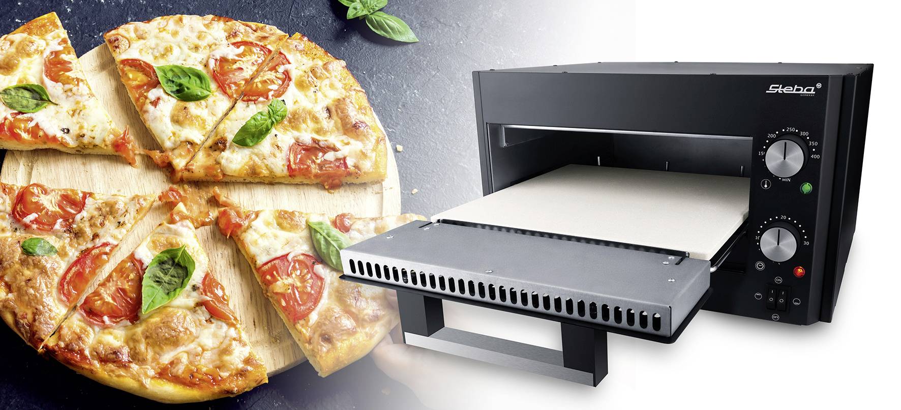 Steba PB 1800 Pizzabäcker Überhitzungsschutz, Timerfunktion, stufenloser Temperaturregler, Kontrollleuchte, Cool-Touch-Gehäuse