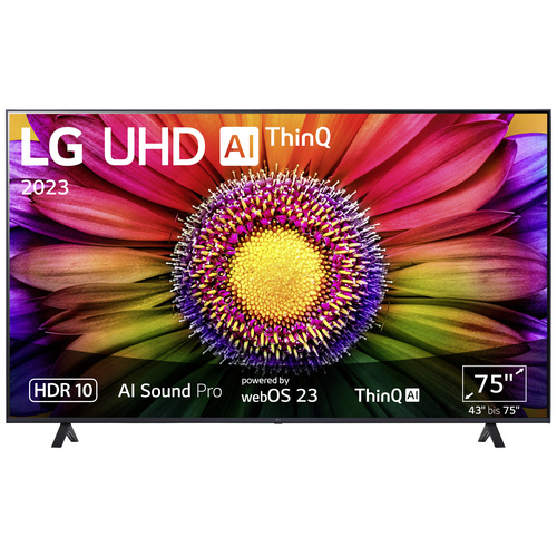 LG Electronics 75UR80006LJ.AEUD LCD-TV 190 cm 75 Zoll EEK F (A - G) CI+, DVB-C, DVB-S2, DVB-T2, WLAN, UHD, Smart TV Schwarz