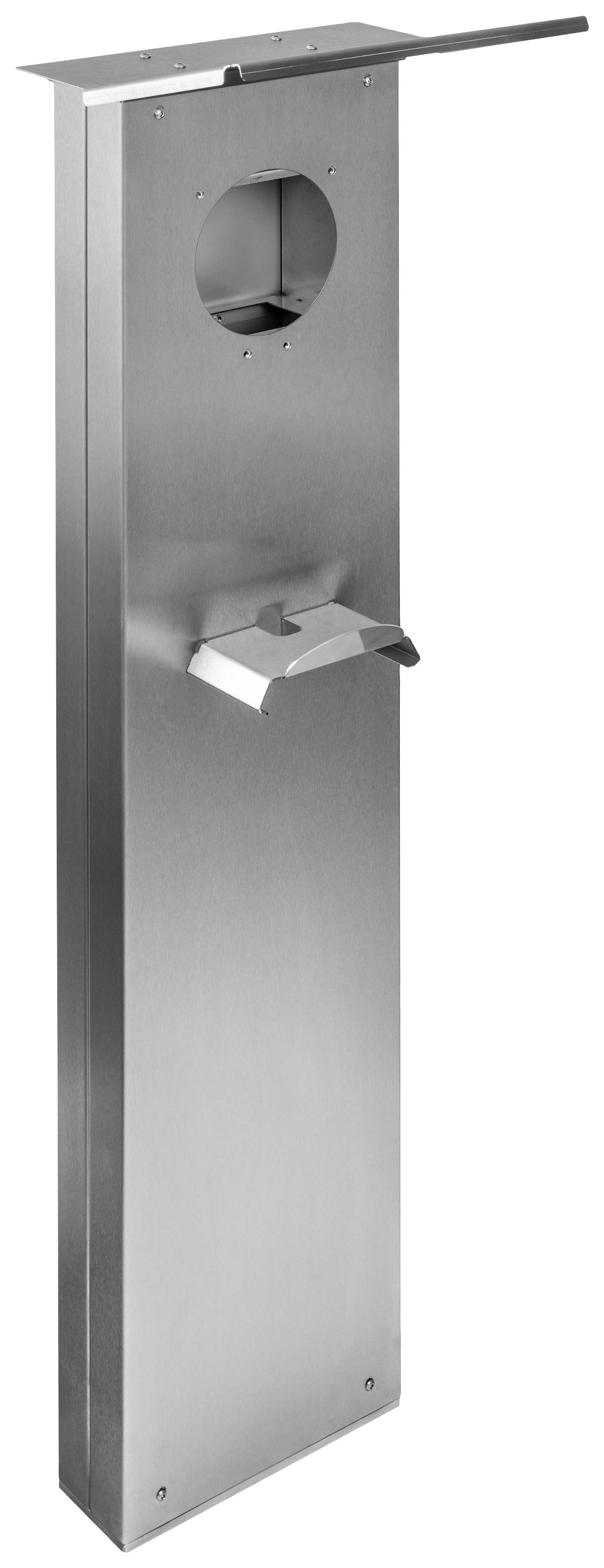 Metallisches Standrohr mit rundem Ausschnitt und montiertem Aschenbecher. Geeignet für den Einsatz im Freien.