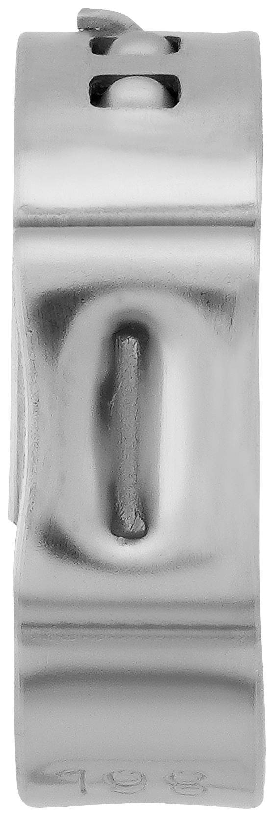 Metallklammer in silberner Farbe mit eingravierter Zahl '666' an der Unterseite; dient vermutlich zur Befestigung oder Bündelung.