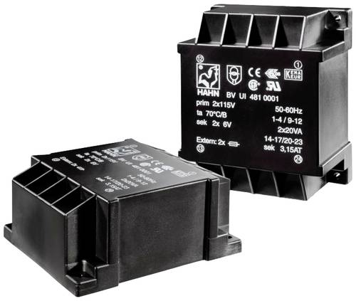 Hahn BV UI 481 0003 Printtransformator 2 x 115V 2 x 12V 40.0 VA