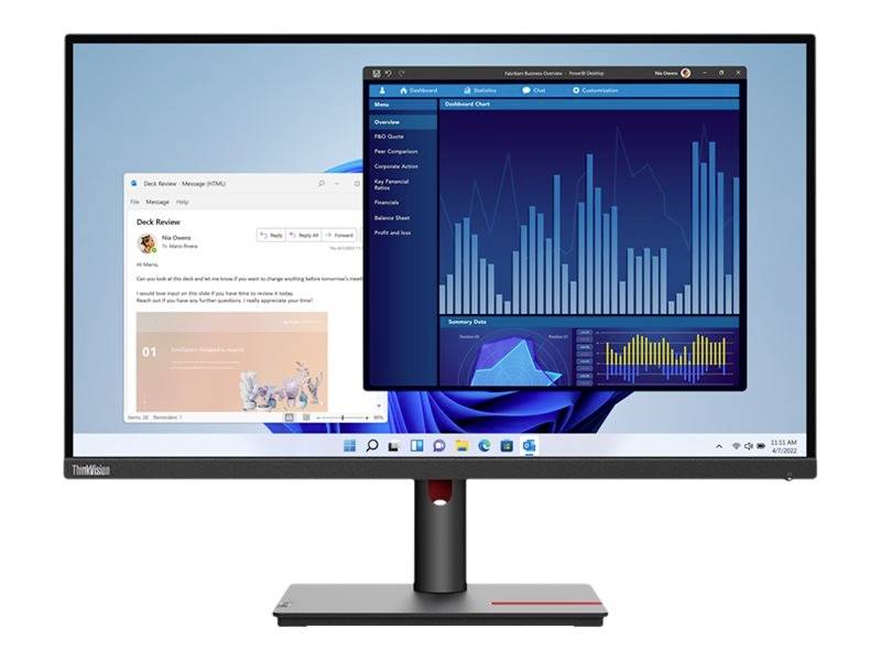 Lenovo ThinkVision T27p-30 LED-Monitor EEK F (A - G) 68.6cm (27 Zoll) 3840 x 2160 Pixel 16:9 4 ms DisplayPort, Audio-Line-out