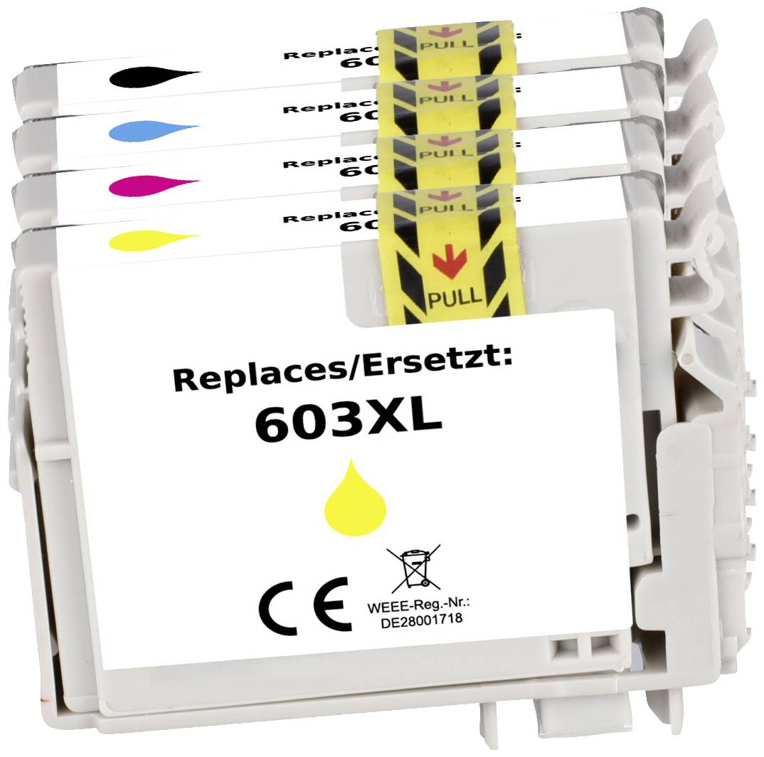 Renkforce Druckerpatrone ersetzt Epson 603, T03U5, T03U1, T03U2, T03U3, T03U4 Kompatibel Kombi-Pack Schwarz, Cyan, Magenta, Gelb