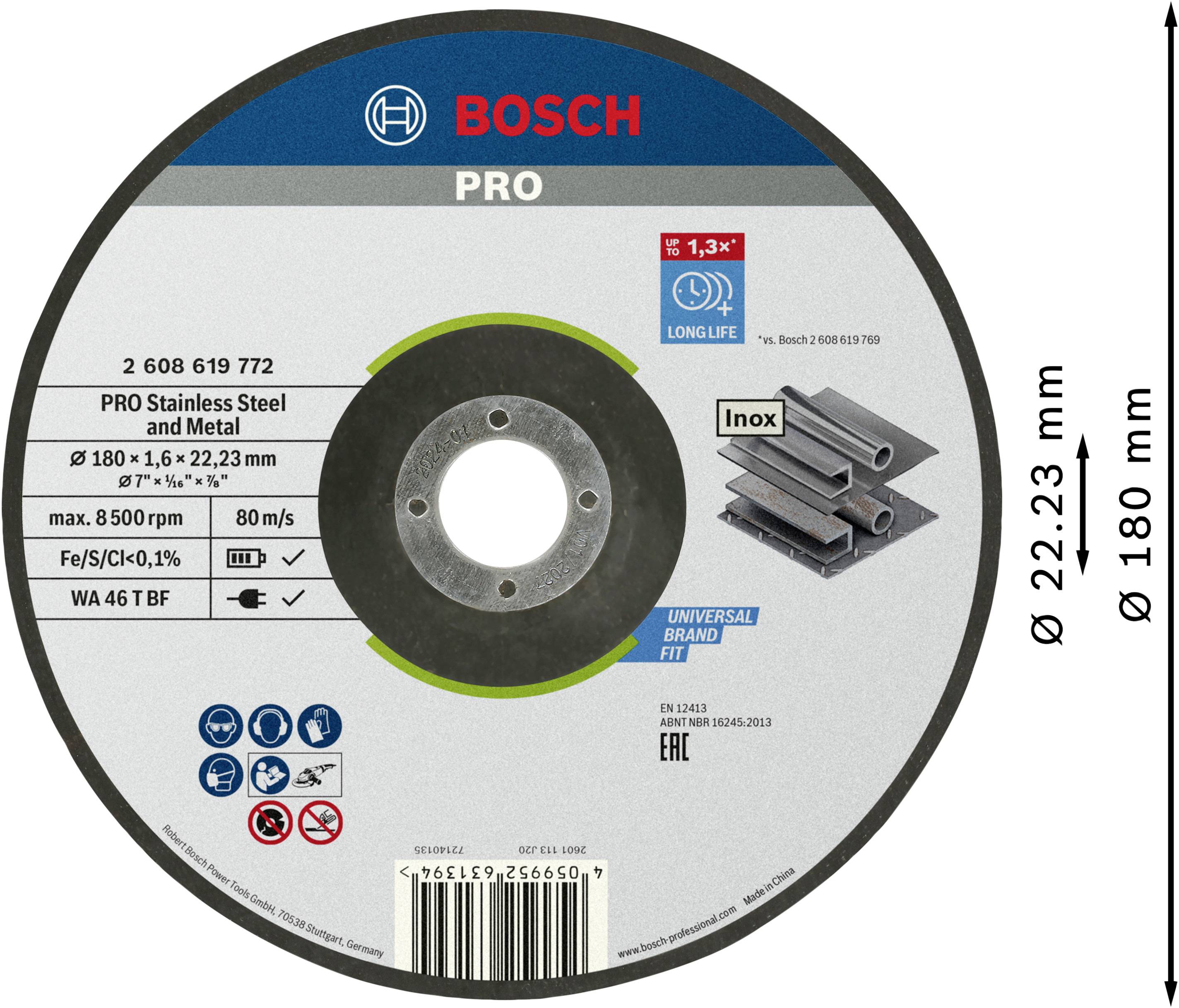 Bosch Accessories Standard for Inox 2608619772 Trennscheibe gekröpft 180 mm 1 St. Stahl