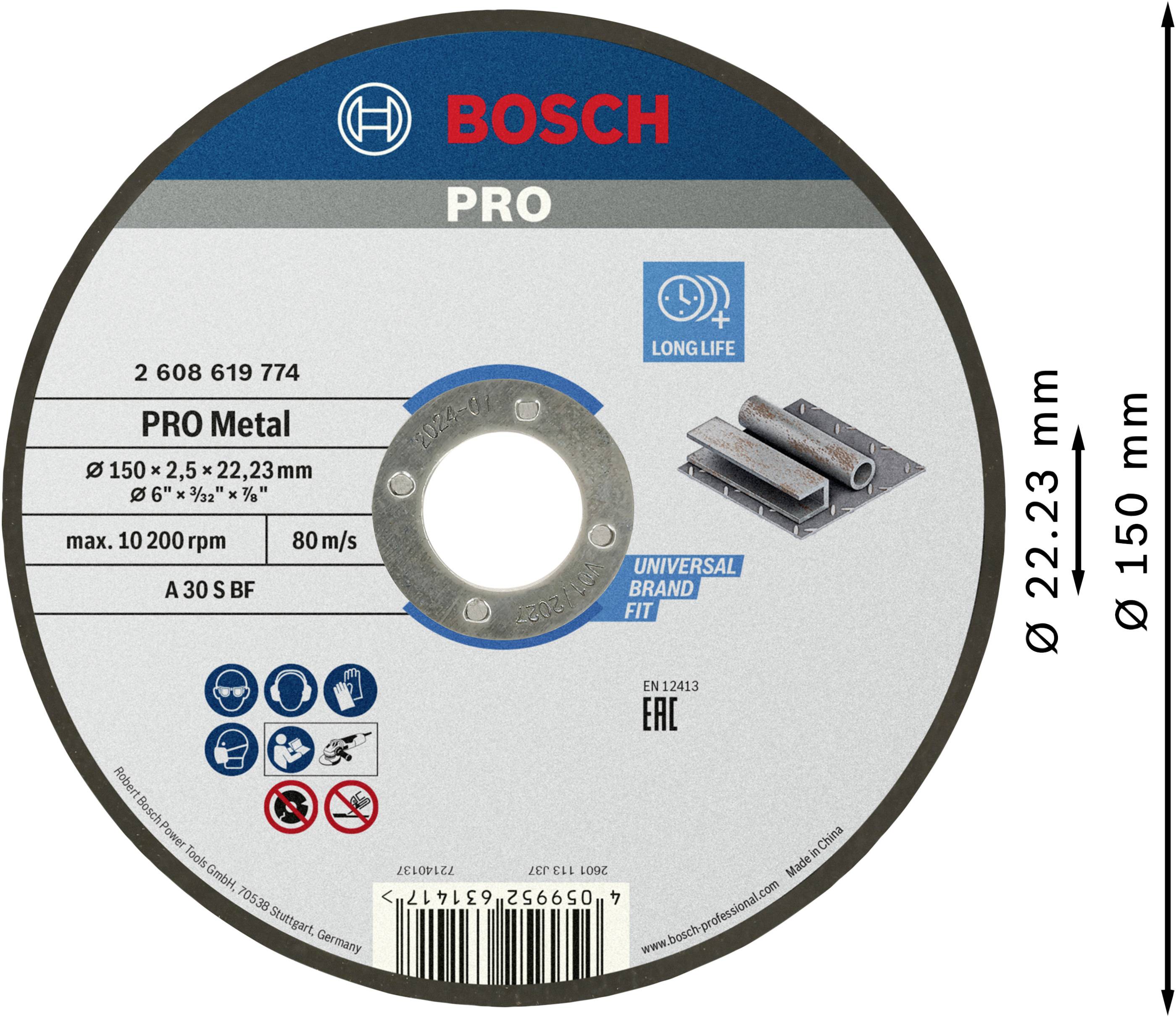 Bosch Accessories Standard for Metal 2608619774 Trennscheibe gerade 150mm Metall