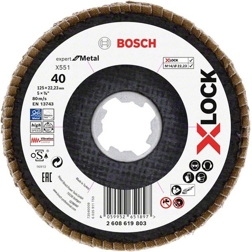 Bosch Accessories 2608619803 X551 Fächerschleifscheibe Durchmesser 125 mm Bohrungs-Ø 22.23 mm