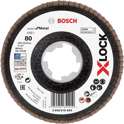 Bosch Accessories 2608619805 X551 Fächerschleifscheibe Durchmesser 125mm Bohrungs-Ø 22.23mm