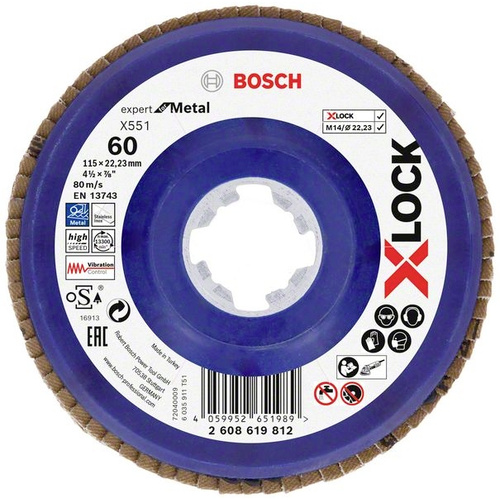 Bosch Accessories 2608619812 X551 Fächerschleifscheibe Durchmesser 115mm Bohrungs-Ø 22.23mm