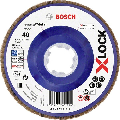 Bosch Accessories 2608619815 X551 Fächerschleifscheibe Durchmesser 125mm Bohrungs-Ø 22.23mm 1St.