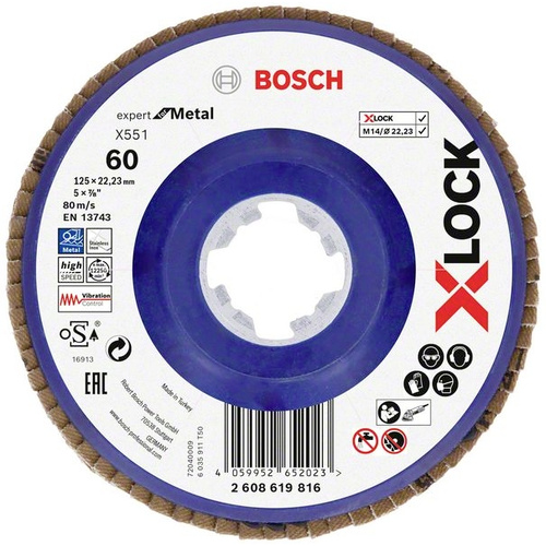 Bosch Accessories 2608619816 X551 Fächerschleifscheibe Durchmesser 125mm Bohrungs-Ø 22.23mm