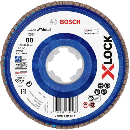 Bosch Accessories 2608619817 X551 Fächerschleifscheibe Durchmesser 125mm Bohrungs-Ø 22.23mm 1St.
