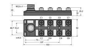 Turck TB-8M12-4P2-CS12T 6611942 Sensor/Aktorbox passiv 1St.