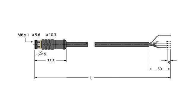 Turck 6627479 Sensor-/Aktor-Anschlussleitung 2m Polzahl Sensoren: 4 1St.