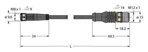 Turck 6627103 Sensor-/Aktor-Steckverbinder, konfektioniert 0.60m Polzahl Sensoren: 3 1St.