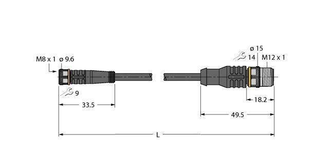 Turck 6627046 Sensor-/Aktor-Steckverbinder, konfektioniert 0.30m Polzahl Sensoren: 4 1St.