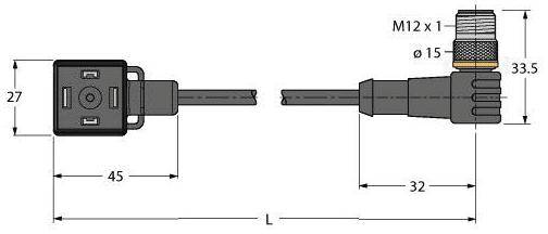 Turck Ventilsteckverbinder Bauform A, Verbindungsleitung 6606807 Schwarz VAS22-S80E-1.5-WSC5.31T/TEL 6606807 Inhalt: 1St.