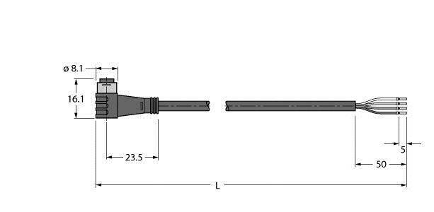 Turck 6627373 Sensor-/Aktor-Anschlussleitung 2m Polzahl Sensoren: 4 1St.
