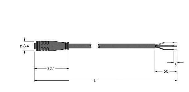 Turck 6627344 Sensor-/Aktor-Anschlussleitung 10m Polzahl Sensoren: 3 1St.