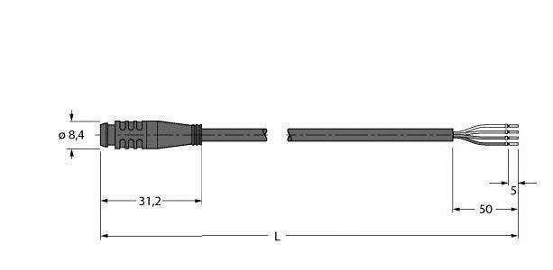 Turck 6627388 Sensor-/Aktor-Anschlussleitung 2m Polzahl Sensoren: 4 1St.