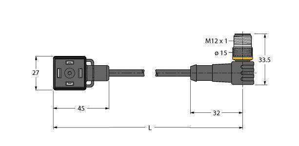Turck Ventilsteckverbinder Bauform A, Verbindungsleitung 6606796 Schwarz VAS22-S80E-2-WSC5.31T/TXL 6606796 Inhalt: 1St.