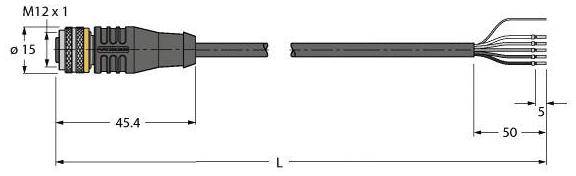 Turck 6631077 Sensor-/Aktor-Anschlussleitung 2m Polzahl Sensoren: 5 1St.