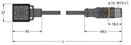 Turck Ventilsteckverbinder Bauform A, Verbindungsleitung 6606774 VAS04-K81E-2-RSC5T/TXL 6606774 Inhalt: 1St.