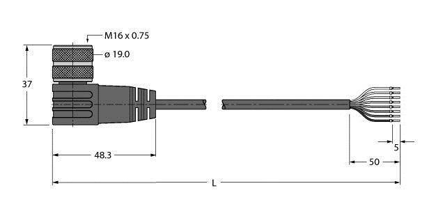 Turck 6935116 Sensor-/Aktor-Anschlussleitung 5m Polzahl Sensoren: 14 1St.