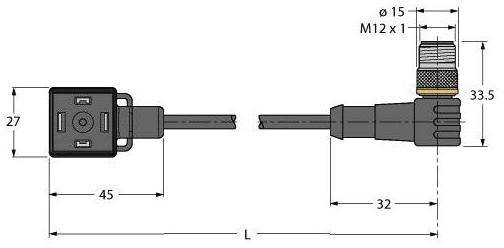 Turck Ventilsteckverbinder Bauform A, Verbindungsleitung 6606794 Schwarz VAS22-S80E-1-WSC5.31T/TXL 6606794 Inhalt: 1St.
