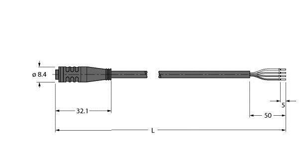 Turck 6627371 Sensor-/Aktor-Anschlussleitung 5m Polzahl Sensoren: 4 1St.